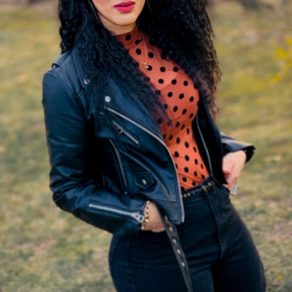 ZARA- FAUX LEATHER BIKER JACKET- Size XL